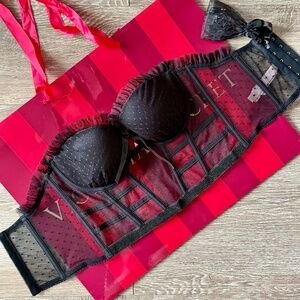 Victoria's Secret Dream Angels Strapless Dotted Mesh Corset Top 34C NWT